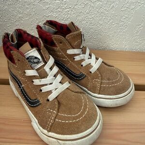 Vans Toddler Size 7 Tan High-Top Sneakers with Red Accents